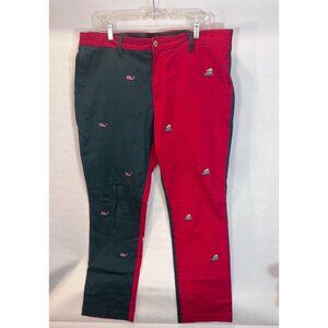 Vineyard Vines Mens Breaker Pant 38x32 Two-Tone Green/Red  Whales Truck